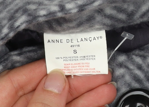 Anne De Lançay Women's Grey Herringbone Mid-Length Button Coat Size S