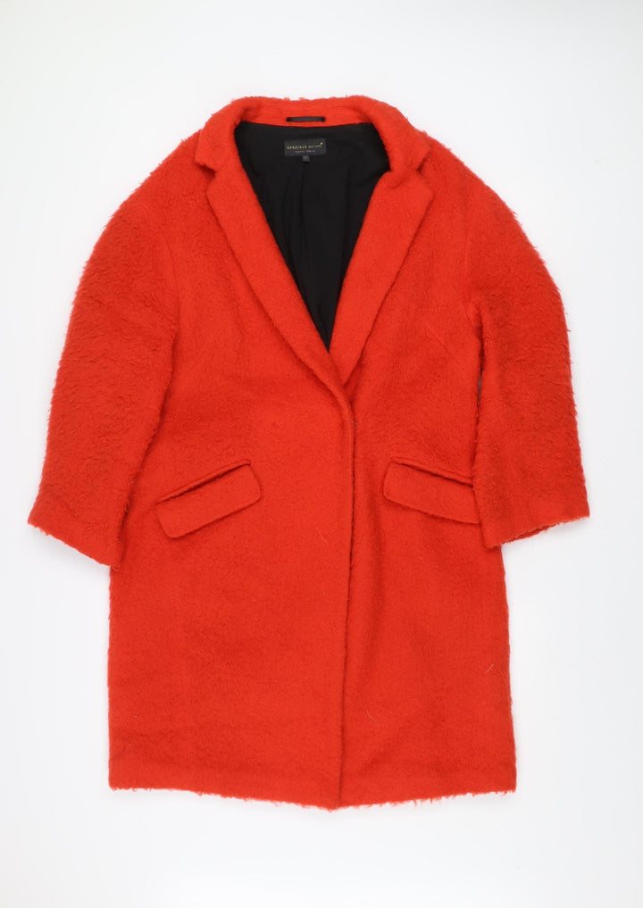 Marks and Spencer Women’s Red Wool Blend Mid-Length Overcoat Size 12