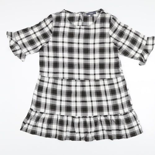 Studio Women Black Check Knee Length Viscose Shift Dress Size 14