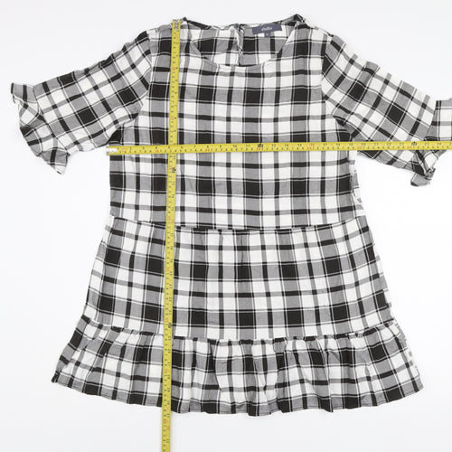 Studio Women Black Check Knee Length Viscose Shift Dress Size 14