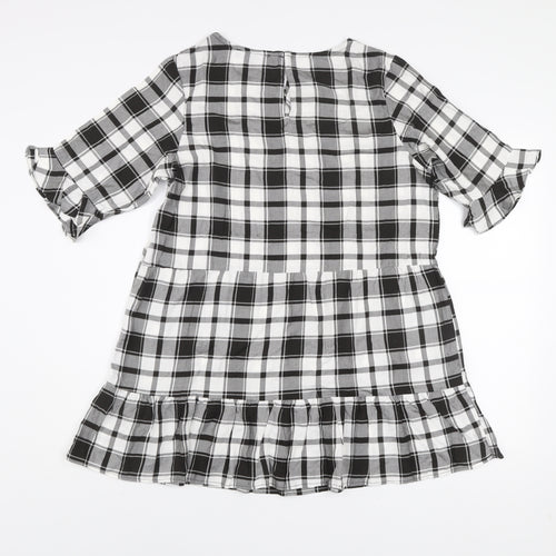 Studio Women Black Check Knee Length Viscose Shift Dress Size 14