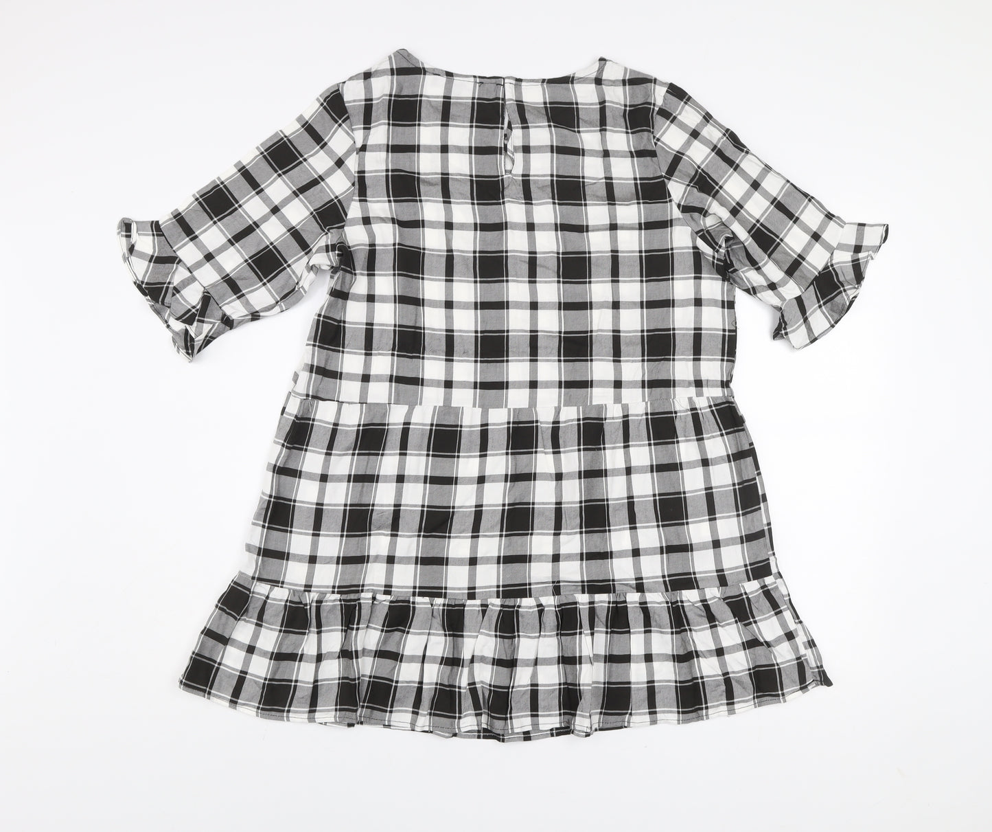 Studio Women Black Check Knee Length Viscose Shift Dress Size 14