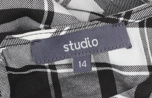 Studio Women Black Check Knee Length Viscose Shift Dress Size 14