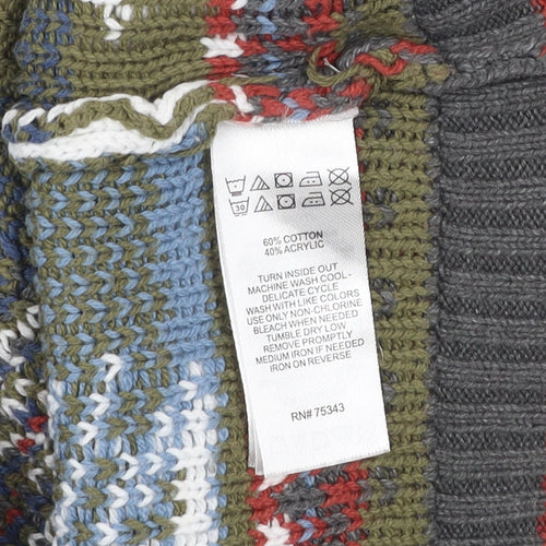 E of M Boys Grey Ski Scene 1/4 Zip Jumper 2 Years Cotton Acrylic Winter Knit