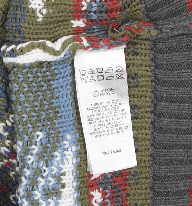 E of M Boys Grey Ski Scene 1/4 Zip Jumper 2 Years Cotton Acrylic Winter Knit