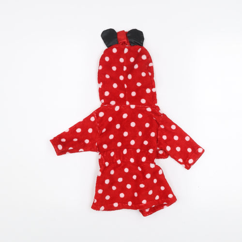 Disney Baby Red Polka Dot Minnie Mouse Hooded Robe 0-3 Months Fleece