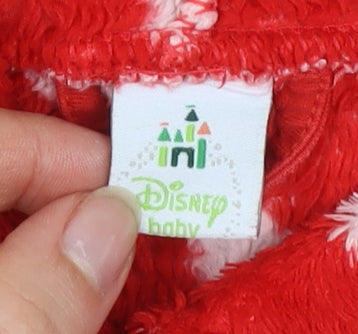 Disney Baby Red Polka Dot Minnie Mouse Hooded Robe 0-3 Months Fleece