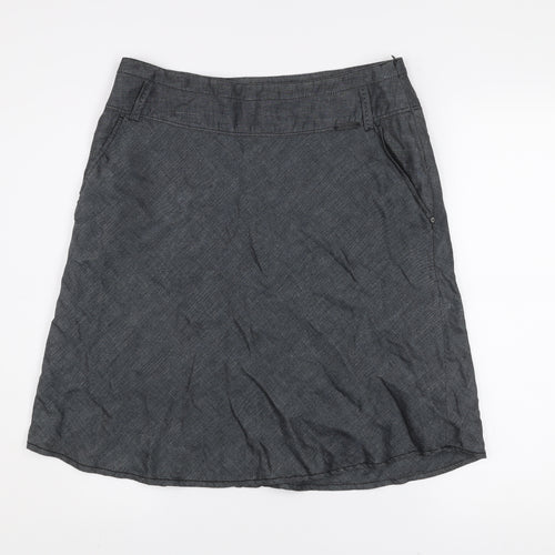 TIMEOUT Women's Grey Knee Length A-Line Linen Skirt Size 10