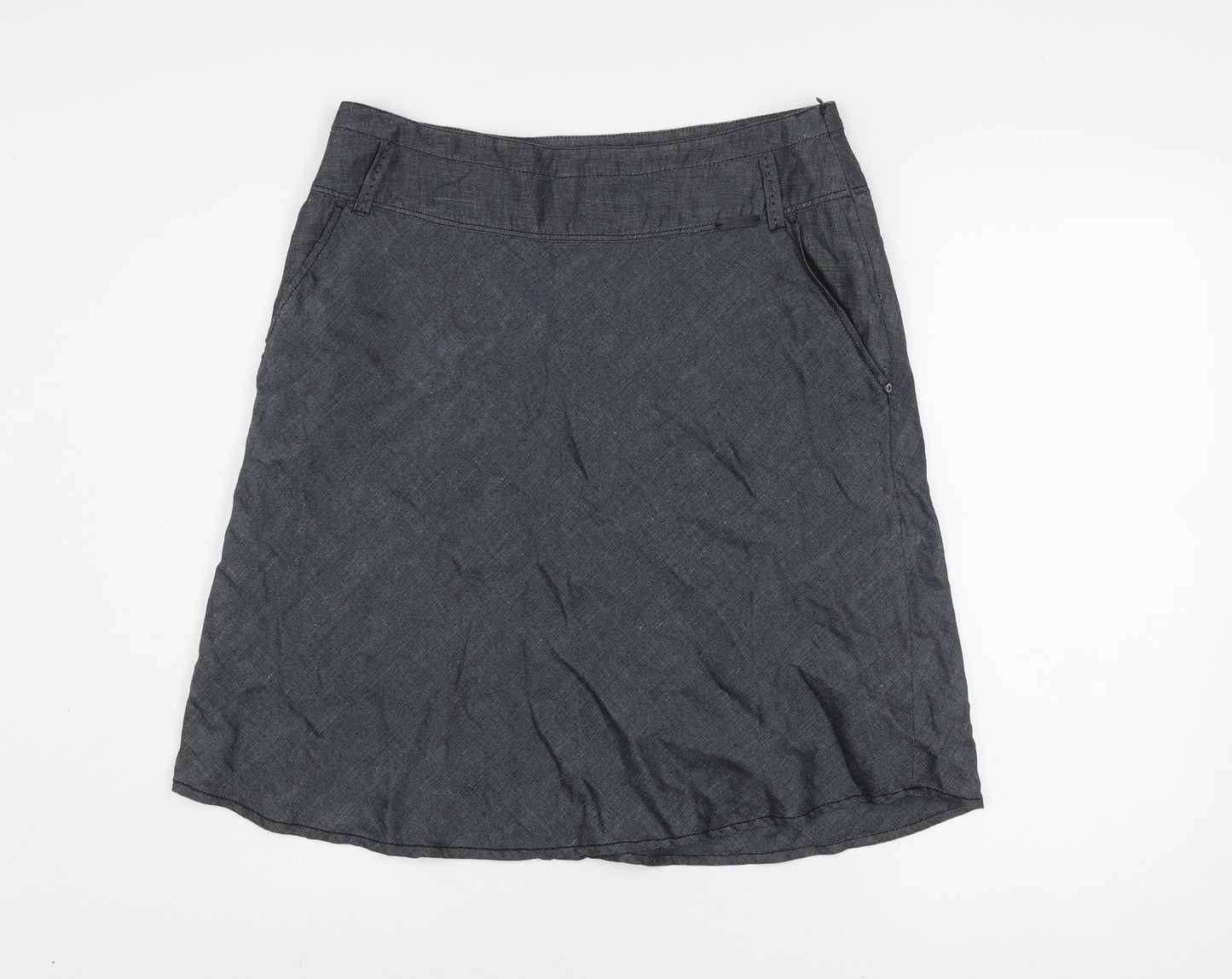TIMEOUT Women's Grey Knee Length A-Line Linen Skirt Size 10