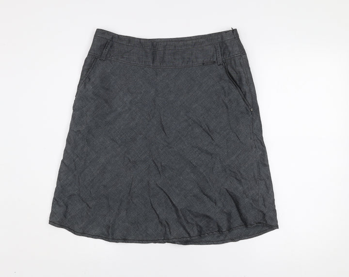 TIMEOUT Women's Grey Knee Length A-Line Linen Skirt Size 10
