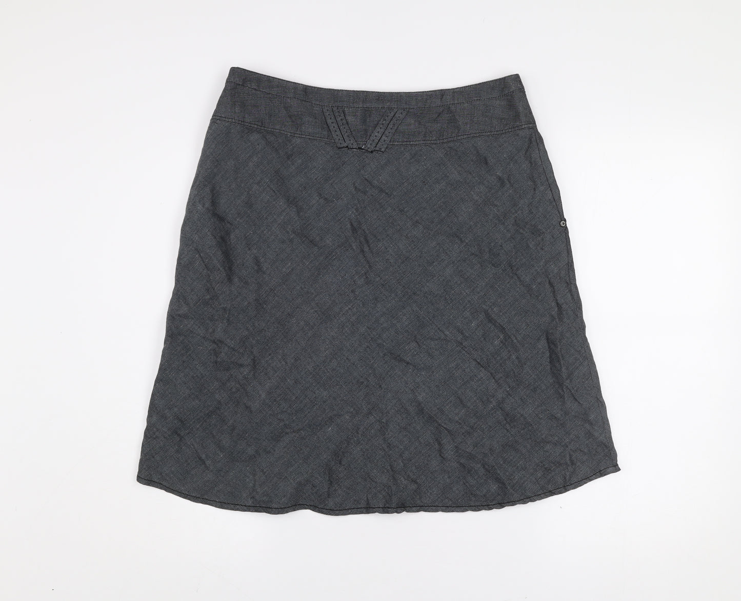 TIMEOUT Women's Grey Knee Length A-Line Linen Skirt Size 10