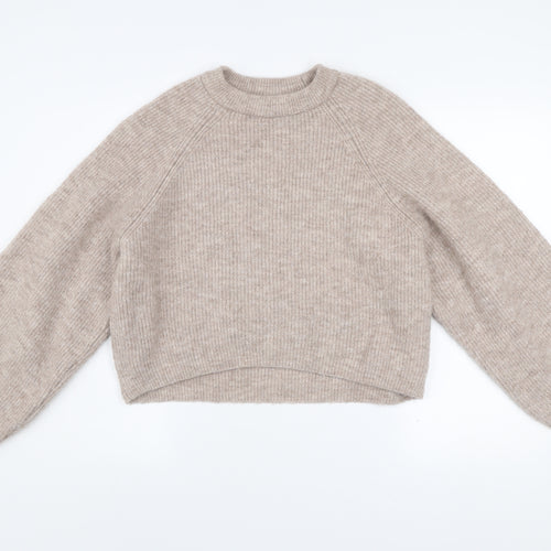 Topshop Women Beige Knit Pullover Jumper S Acrylic Blend