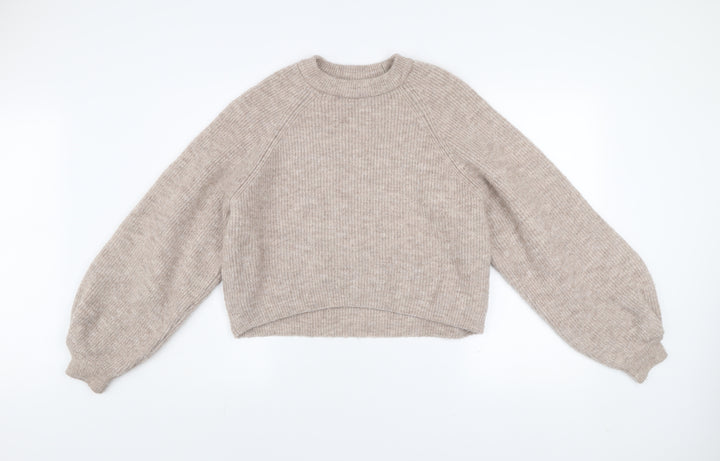 Topshop Women Beige Knit Pullover Jumper S Acrylic Blend