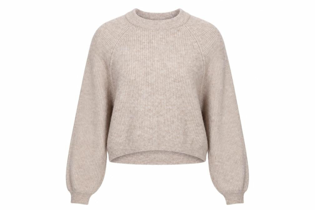 Front view of Topshop Women Beige Knit jumper S Acrylic Blend