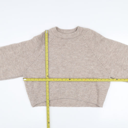 Topshop Women Beige Knit Pullover Jumper S Acrylic Blend