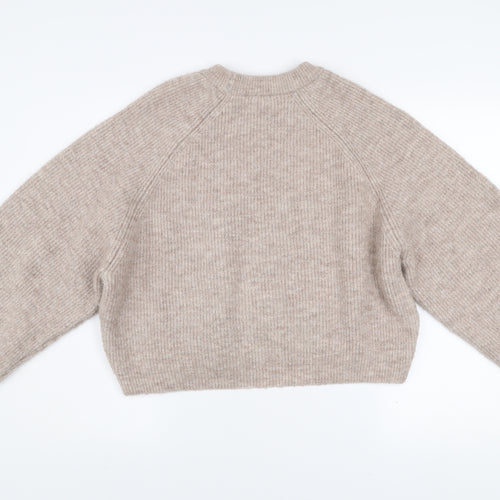 Topshop Women Beige Knit Pullover Jumper S Acrylic Blend