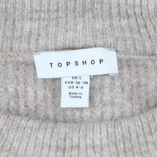 Topshop Women Beige Knit Pullover Jumper S Acrylic Blend