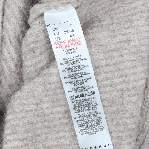 Topshop Women Beige Knit Pullover Jumper S Acrylic Blend