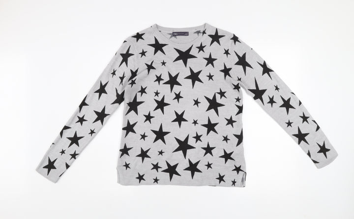 Marks and Spencer Women’s Grey Star Print Acrylic Jumper Size 12