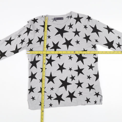 Marks and Spencer Women’s Grey Star Print Acrylic Jumper Size 12