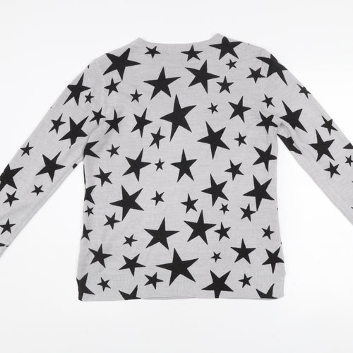 Marks and Spencer Women’s Grey Star Print Acrylic Jumper Size 12