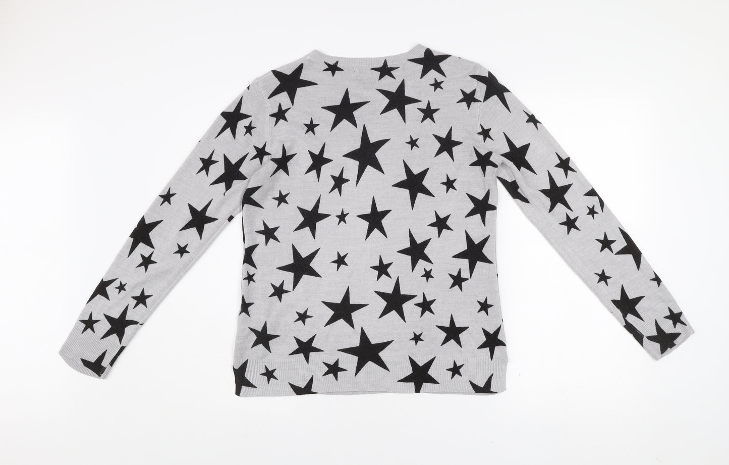 Marks and Spencer Women’s Grey Star Print Acrylic Jumper Size 12