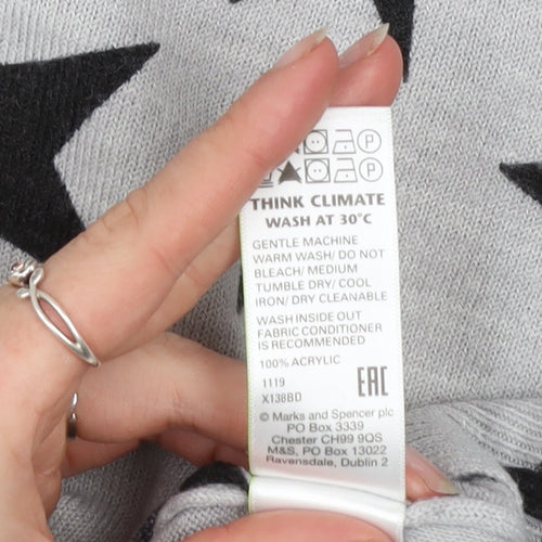 Marks and Spencer Women’s Grey Star Print Acrylic Jumper Size 12