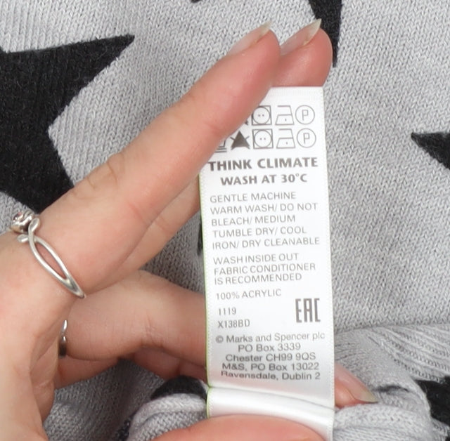Marks and Spencer Women’s Grey Star Print Acrylic Jumper Size 12