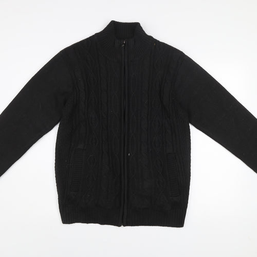 Matinee Mens Black Knit Full Zip Jacket Size M Polyester Lined