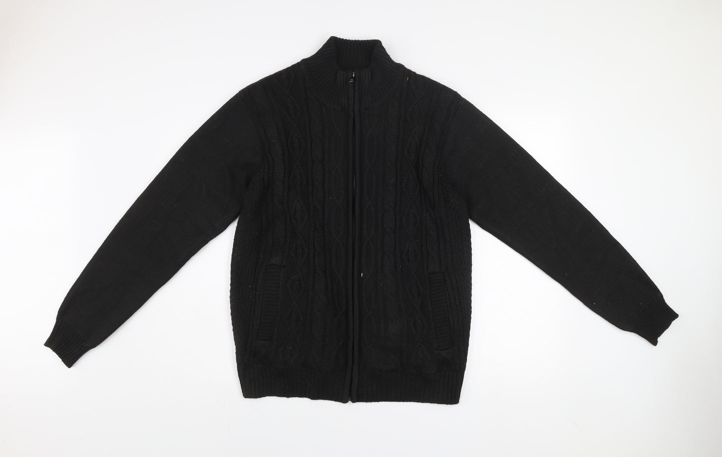 Matinee Mens Black Knit Full Zip Jacket Size M Polyester Lined