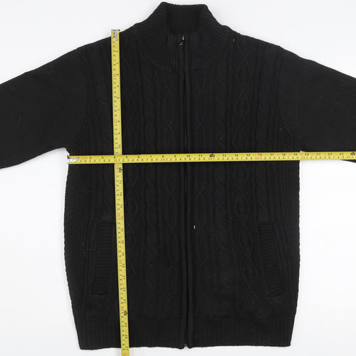 Matinee Mens Black Knit Full Zip Jacket Size M Polyester Lined