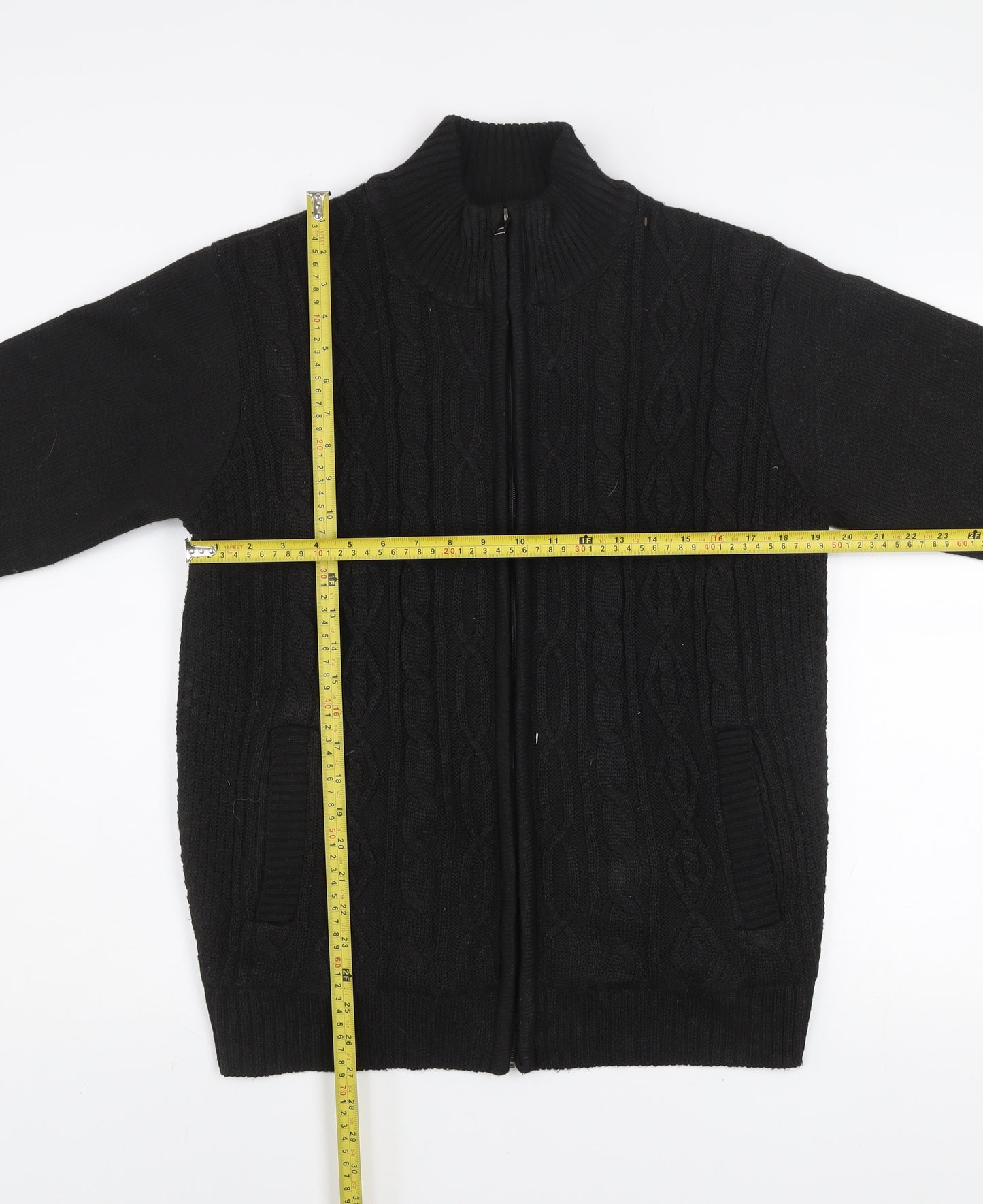 Matinee Mens Black Knit Full Zip Jacket Size M Polyester Lined