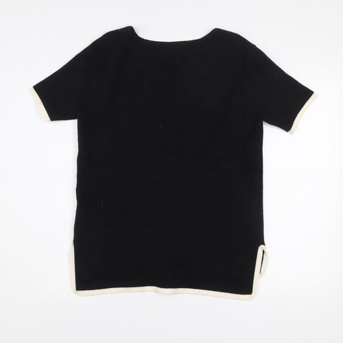 ZARA Women Black Knit Short Sleeve Round Neck T-Shirt L