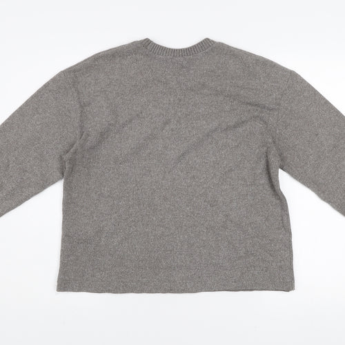 Zara Women Grey Crew Neck Long Sleeve Knit Pullover Jumper Size 8