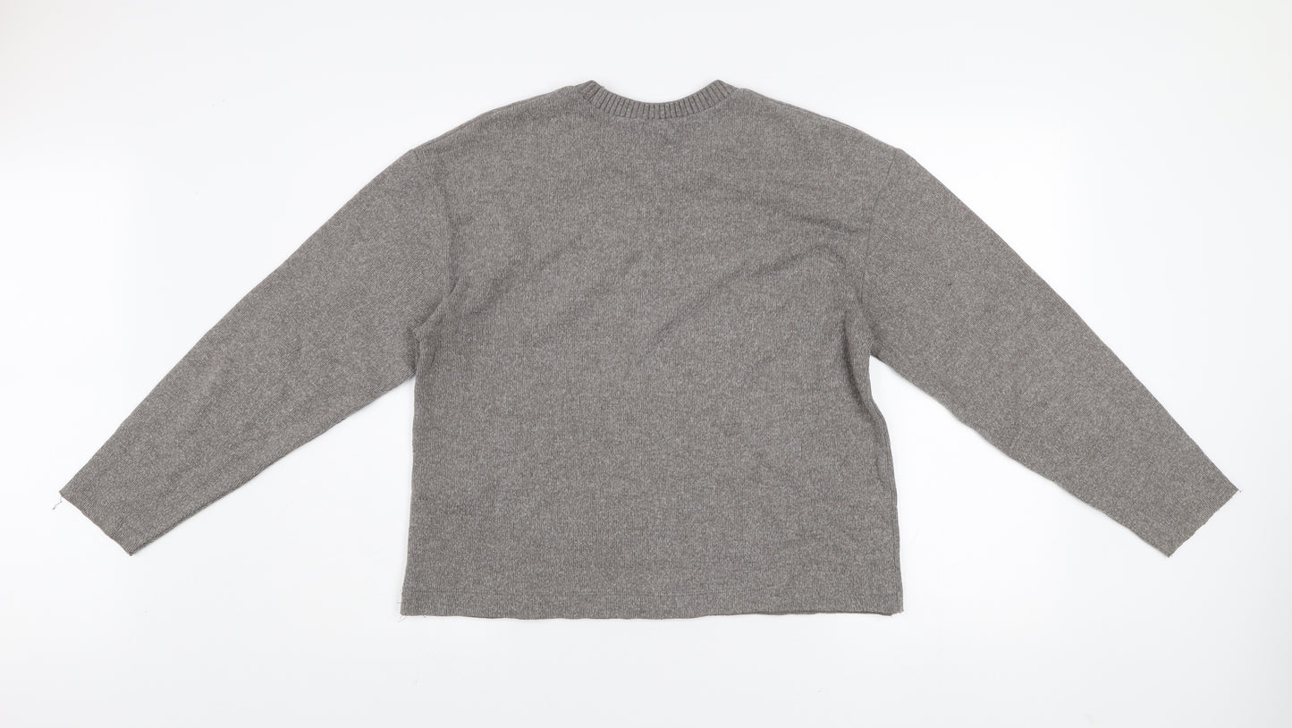 Zara Women Grey Crew Neck Long Sleeve Knit Pullover Jumper Size 8