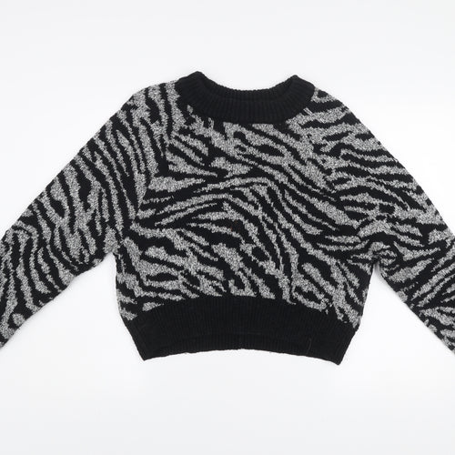 Topshop Women’s Black Zebra Animal Print Knit Jumper Size S