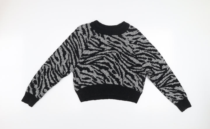 Topshop Women’s Black Zebra Animal Print Knit Jumper Size S