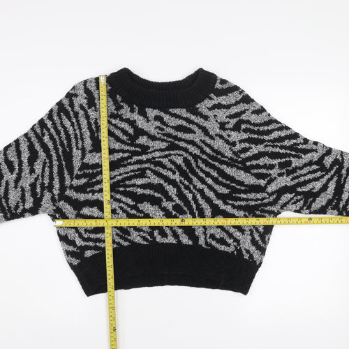 Topshop Women’s Black Zebra Animal Print Knit Jumper Size S