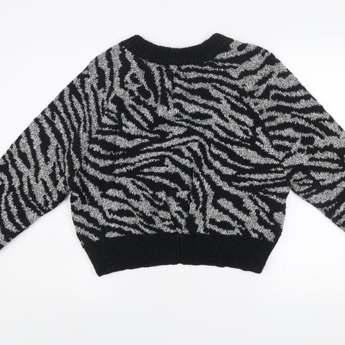 Topshop Women’s Black Zebra Animal Print Knit Jumper Size S