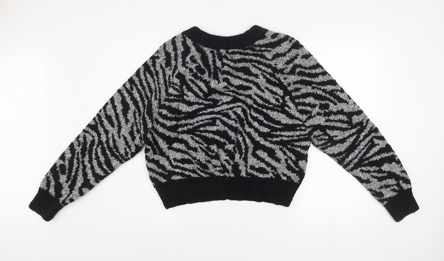 Topshop Women’s Black Zebra Animal Print Knit Jumper Size S