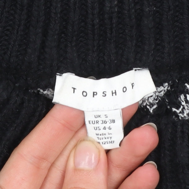 Topshop Women’s Black Zebra Animal Print Knit Jumper Size S