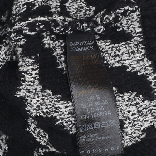 Topshop Women’s Black Zebra Animal Print Knit Jumper Size S