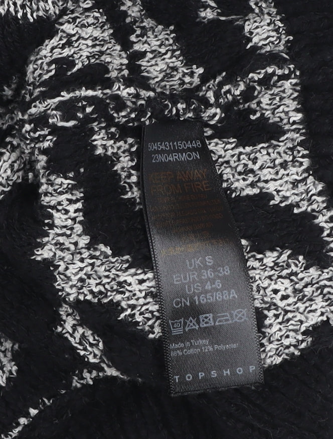 Topshop Women’s Black Zebra Animal Print Knit Jumper Size S