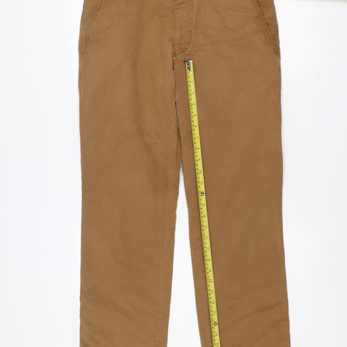 Meyer Men Brown Chino Trousers Size 34/32 Regular Fit Stretch Cotton