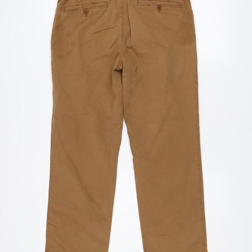 Meyer Men Brown Chino Trousers Size 34/32 Regular Fit Stretch Cotton