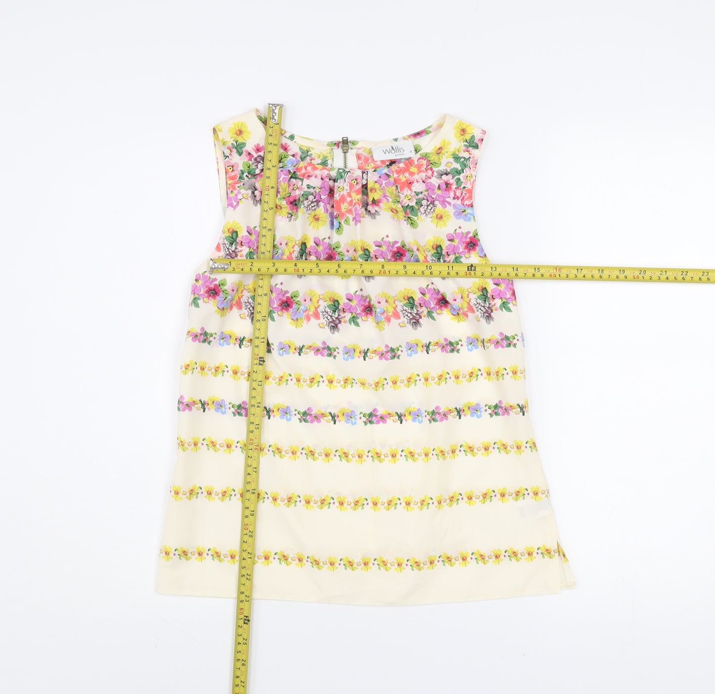 Wallis Petite Women’s Multicoloured Floral Sleeveless Tunic Blouse Size 8