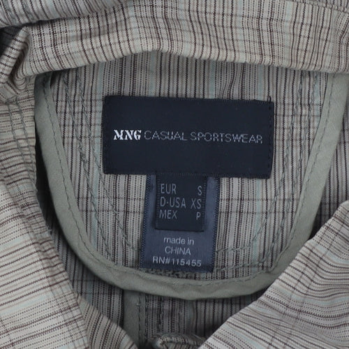 MNG Women’s Beige Checked Hooded Lightweight Long Rain Coat Size 8