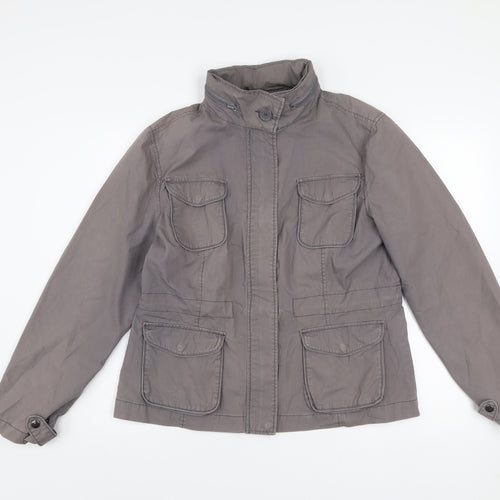 Dorothy Perkins Womens Grey Cotton Military Jacket Size 16