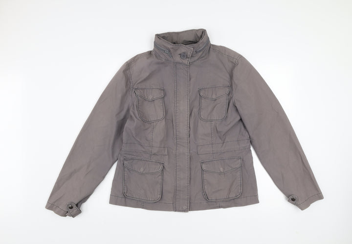Dorothy Perkins Womens Grey Cotton Military Jacket Size 16