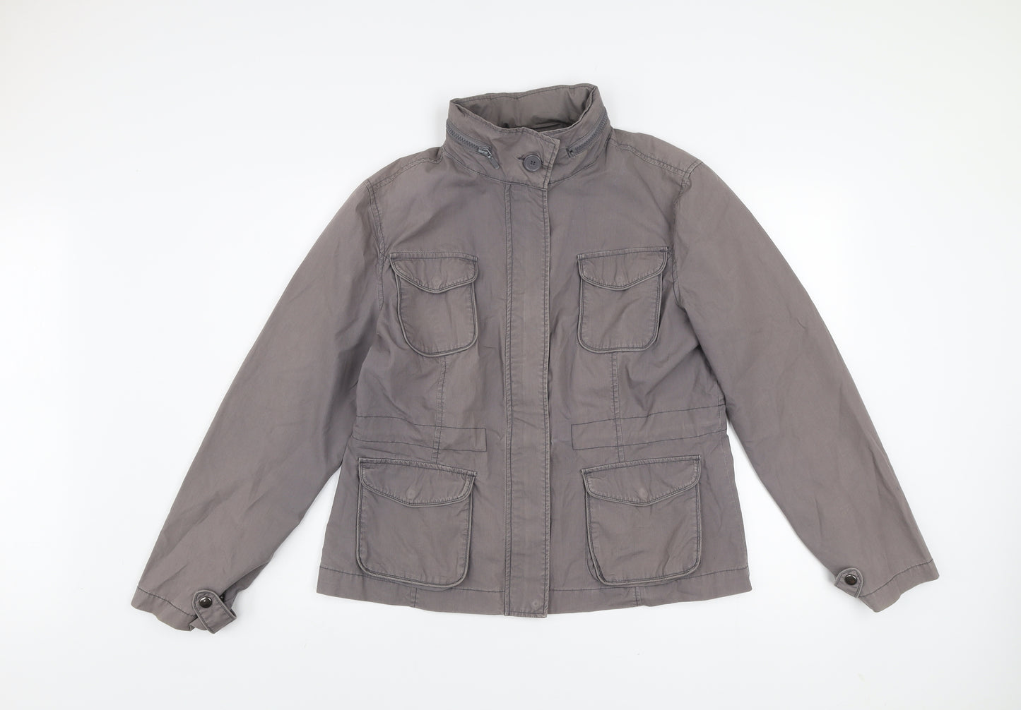 Dorothy Perkins Womens Grey Cotton Military Jacket Size 16